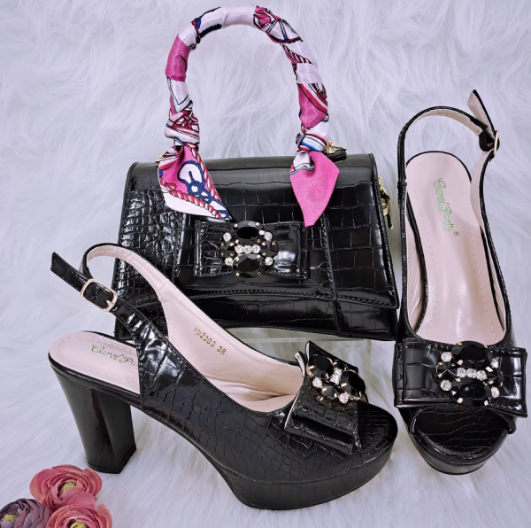 Classics Style Platform Design Rhinestone Decoration Party Wedding Shoes And Bag