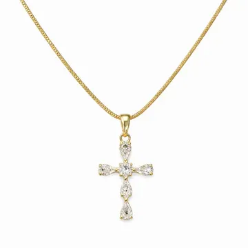 Boleyn Zirconia Cross Necklace